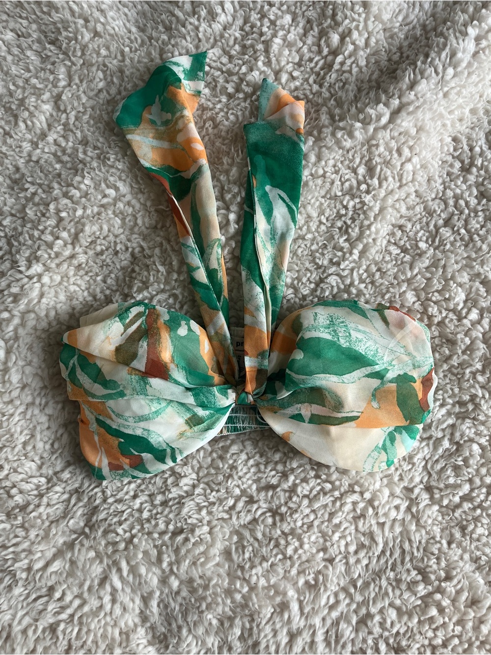 Privately Privileged Privy Tropical Green Floral Tie-Front Bandeau Top